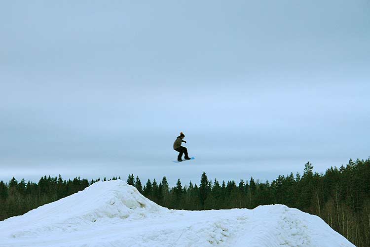 The street at Häkä offers great snow boarding and ski excitement. Häkärinteet, Hankasalmi, Finland.